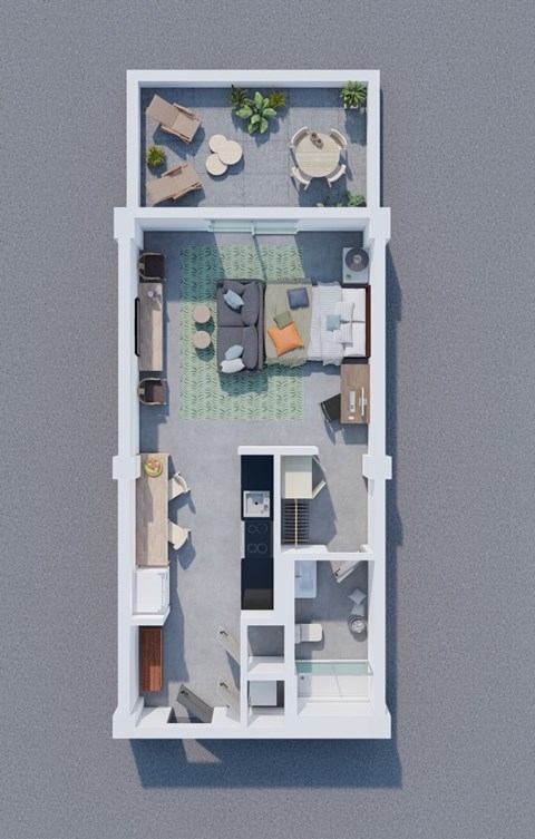 Floor plan for studio, 1 bath, 512 sqft